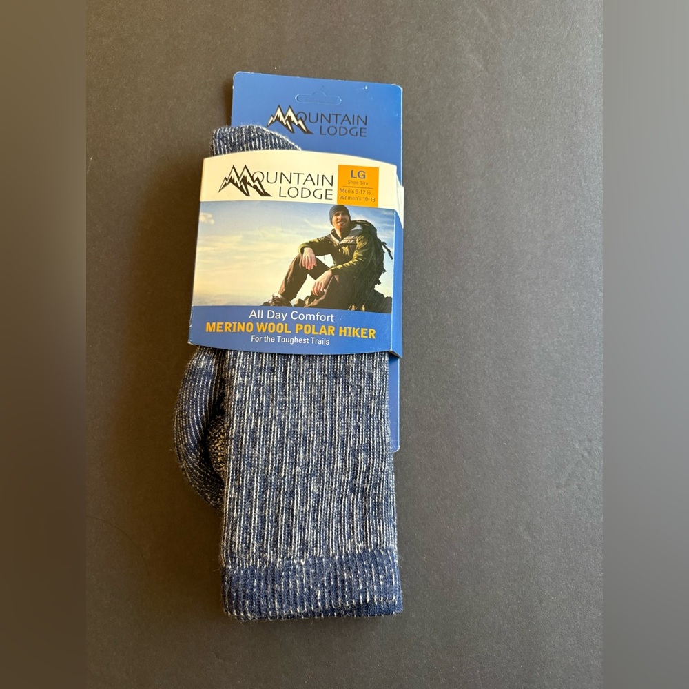 mountain Lodge Heather Blue Merino Wool blend  Casual Socks